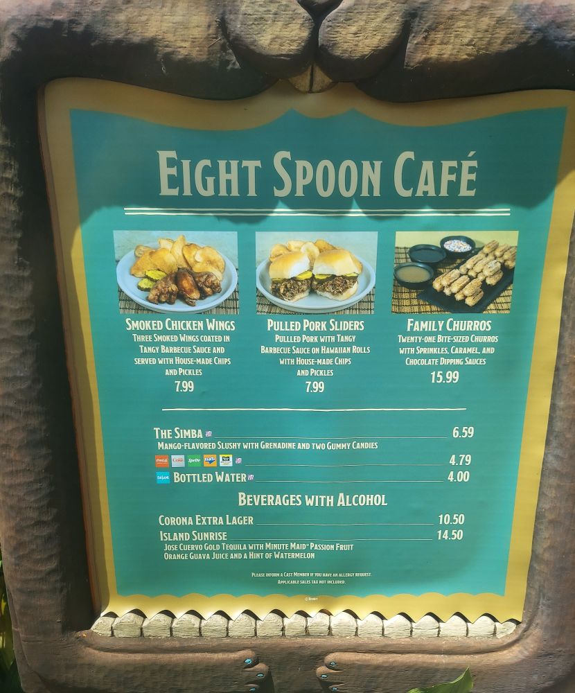 Eight Spoon Cafe Menu
