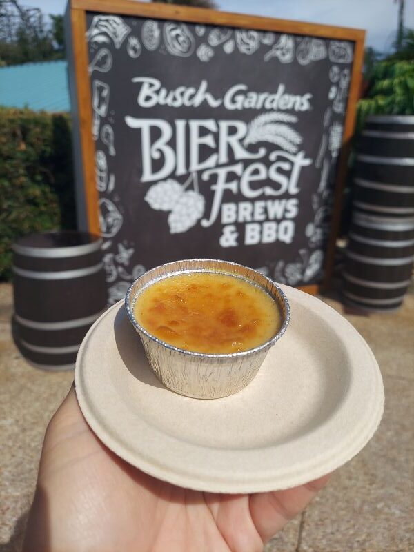 Busch Gardens Bier Fest Caramel Flan shown