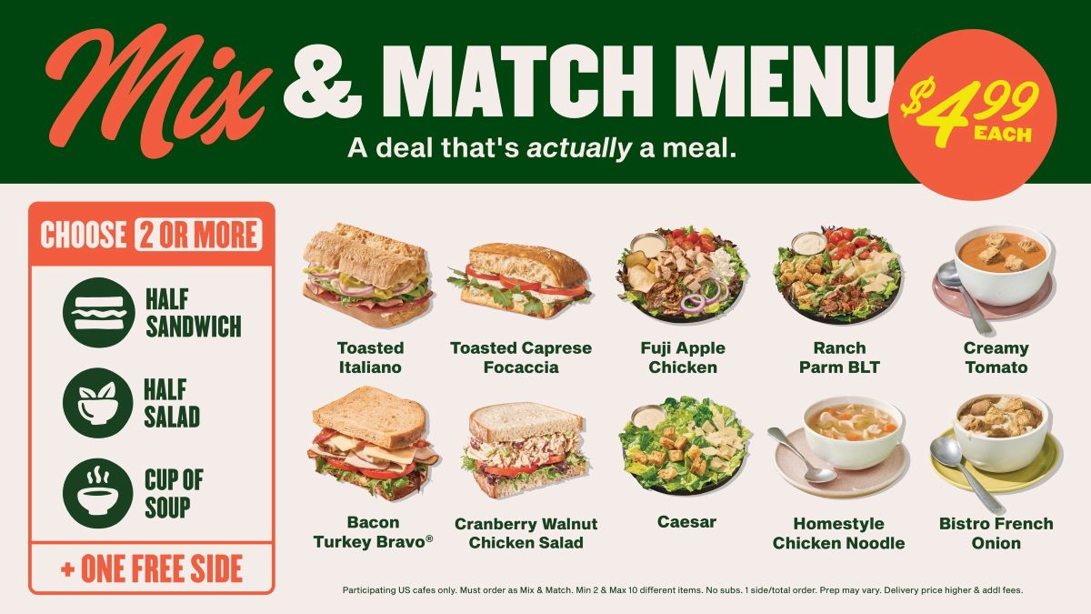 Menu Mixes Panera Mix Match Menu: Quality Meals for $4.99