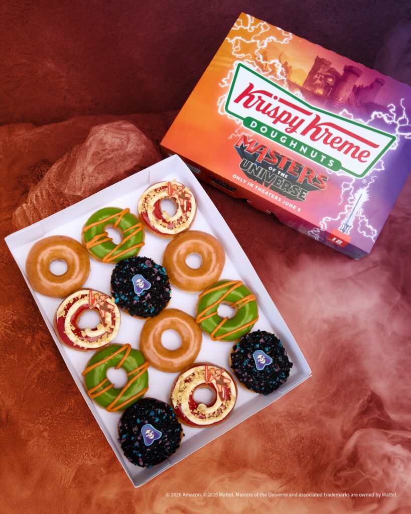 Krispy Kreme doughnut box open show the Masters of the Universe Collection
