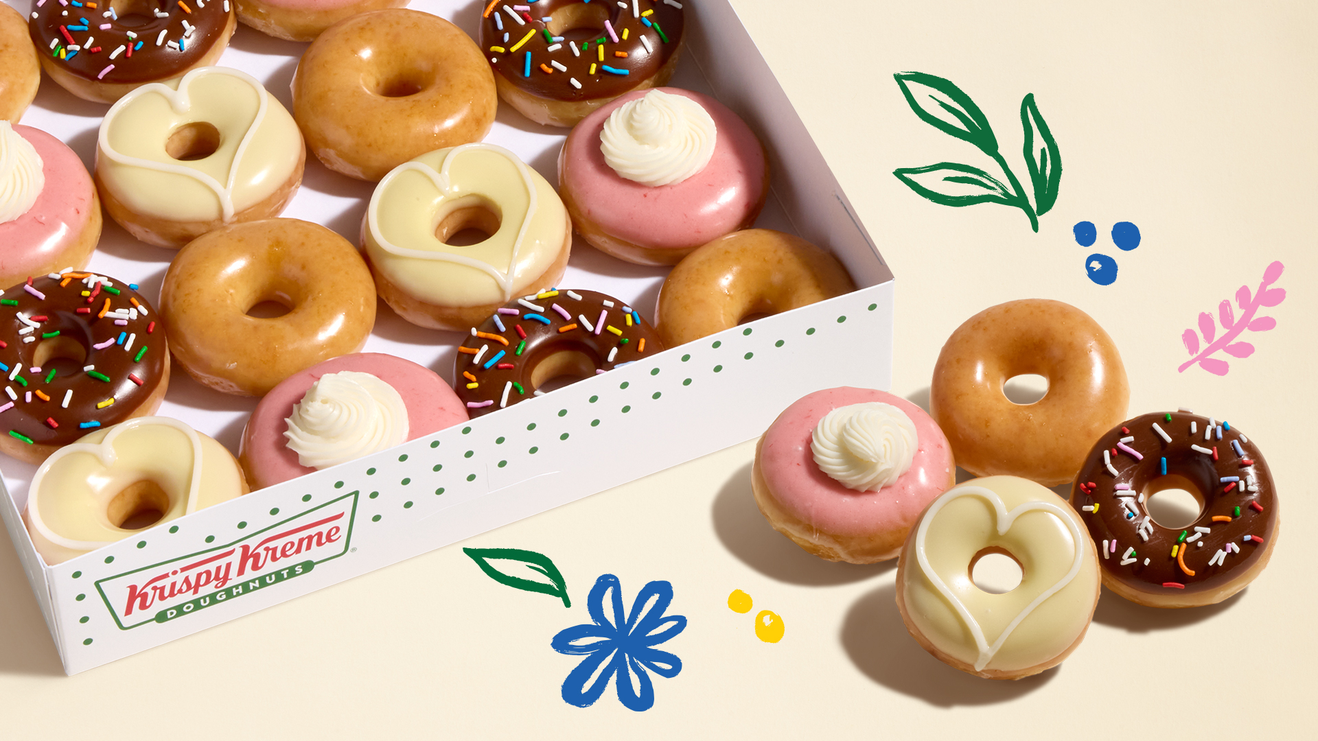 Krispy Kreme Minis for Mom promotional photo showing the donut options