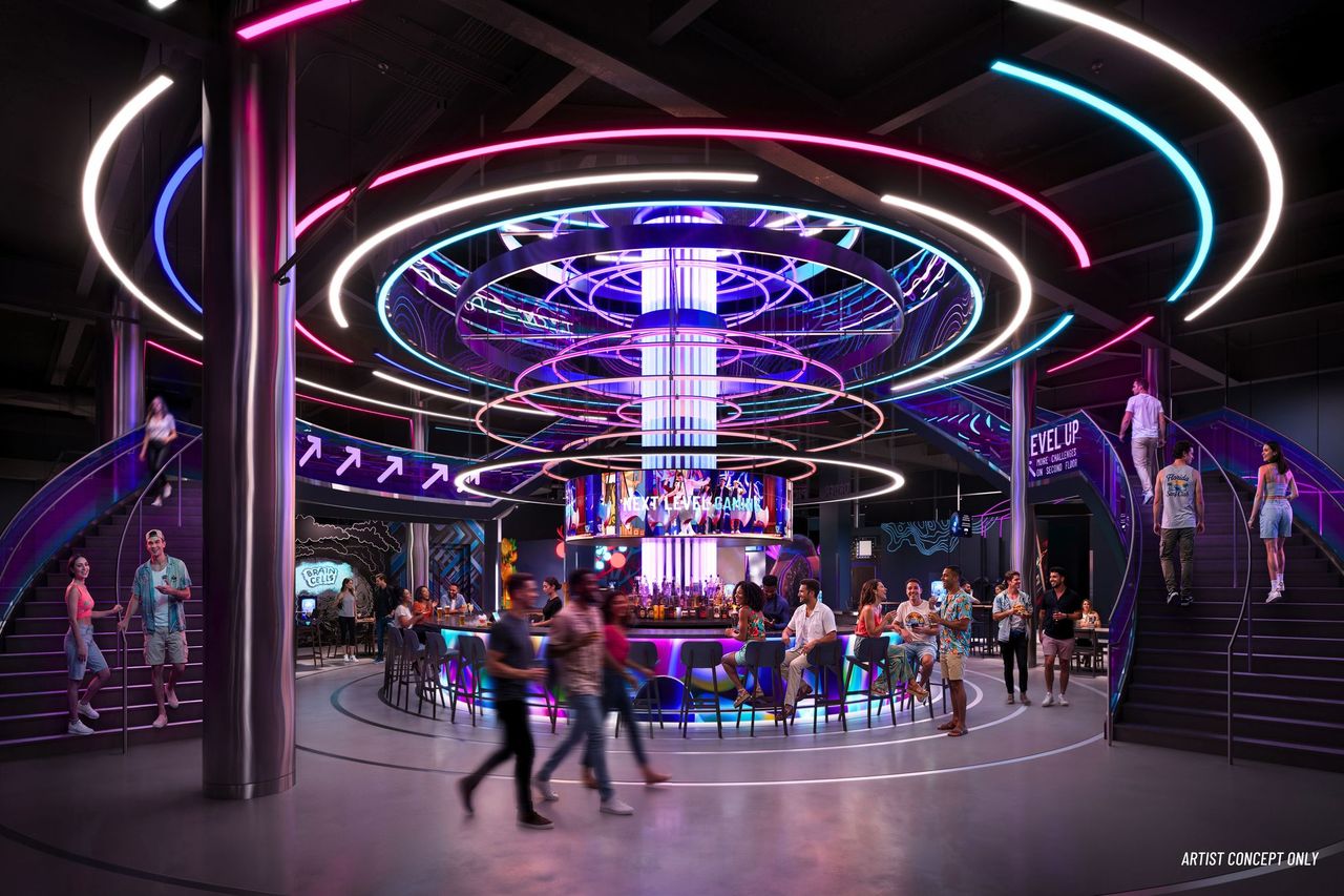 Level99 Disney Springs opening concept art for bar area