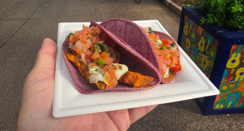 Seven Seas Food Festival photo of Chicken Asado tacos with blue corn tortillas