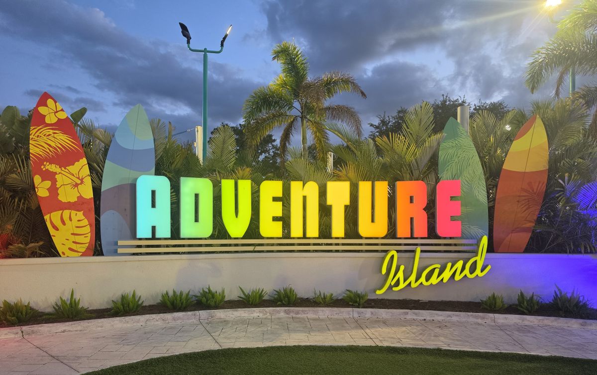 AquaGlow Adventure Island Tampa - Adventure Island sign lit up