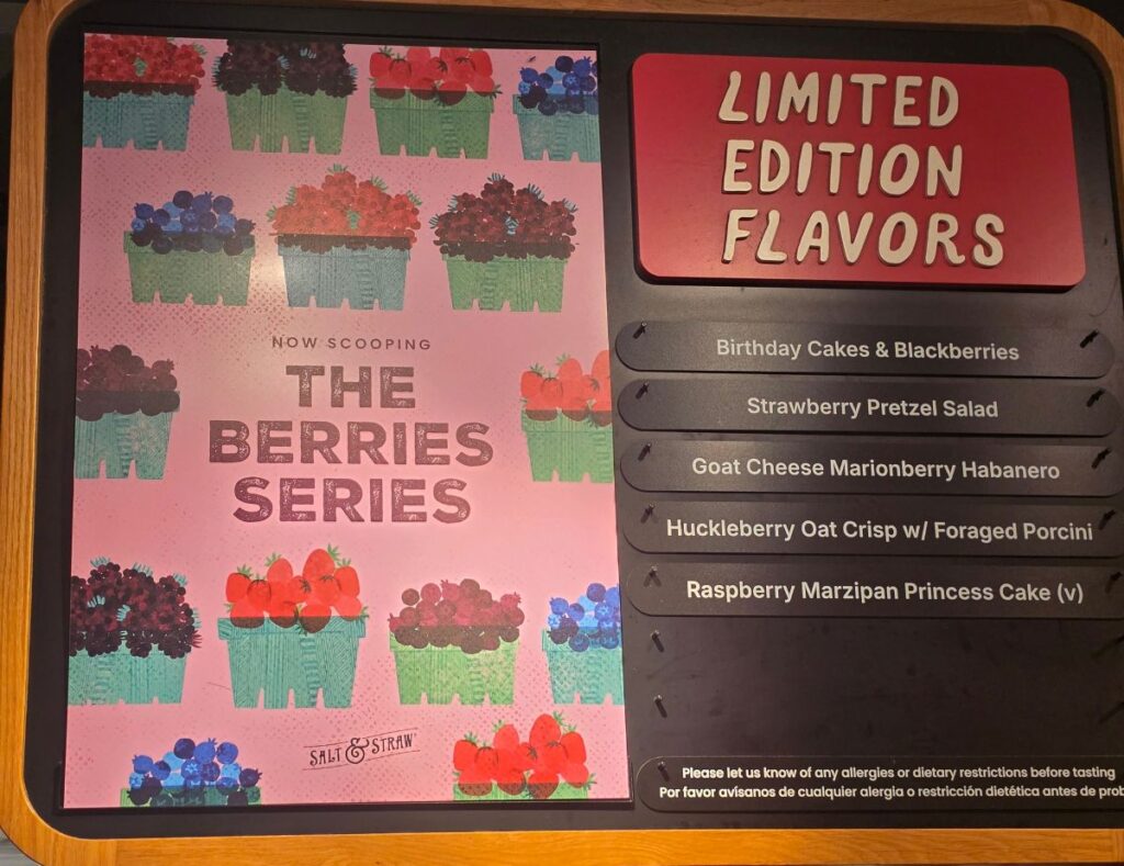 Salt & Straw Berries Series 2026 Menu board