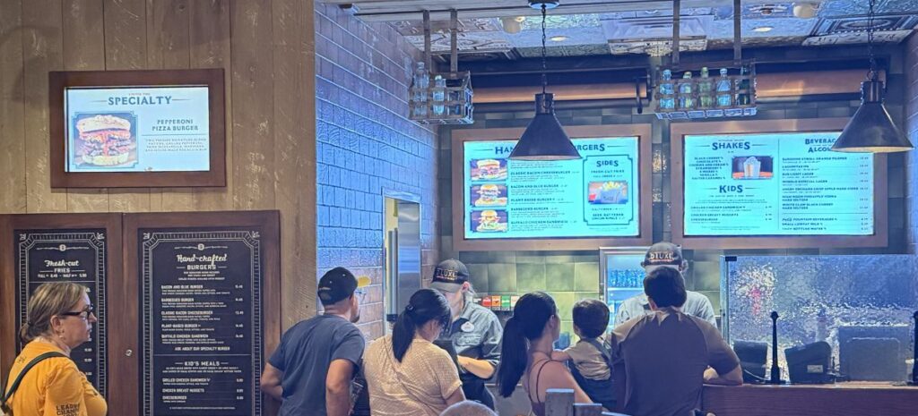 Interior area and ordering station for D-Luxe Burger