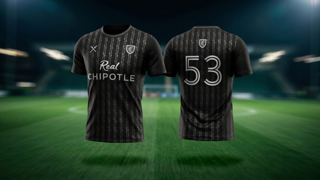 A photo showing a Chipotle soccer jersey with the number 53 on it.