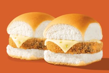 White Castle Veggie Slider promotional image showing two sliders