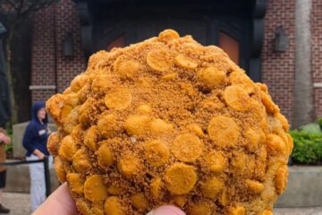 Gideon's Butterscotch Cookie shown in front of Gideon's Bakehouse