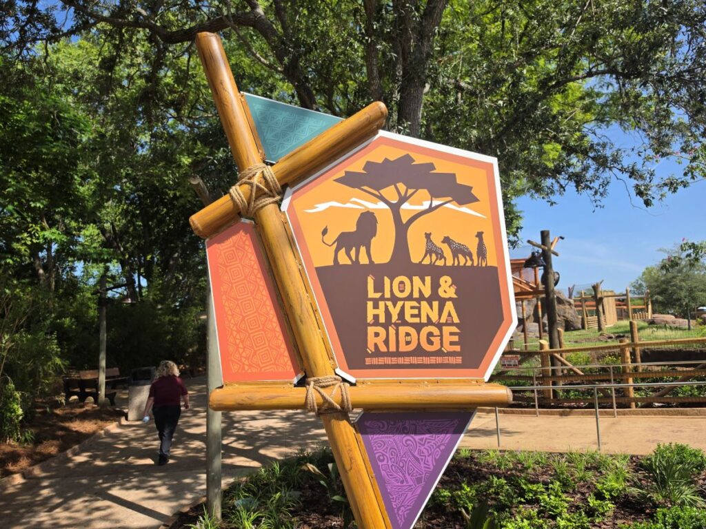 Lion & Hyena Ridge sign at Busch Gardens Tampa Bay