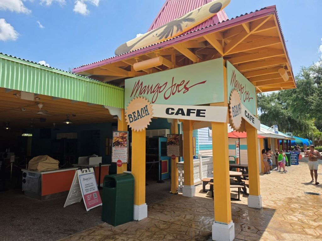 Mango Joe's Beach Cafe signage at Adventure Island