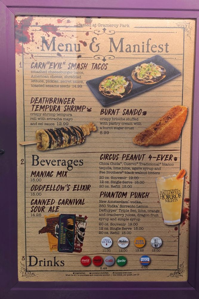 Oddfellow's Menagerie menu