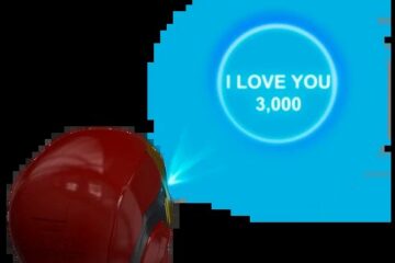 Endgame Encore popcorn buckets with a projection of I love you 3000