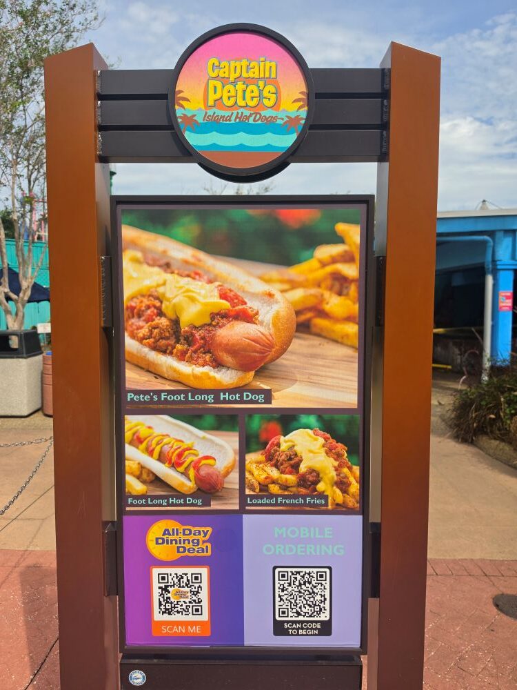 Captain Pete's Hot Dogs signage at SeaWorld Orlando