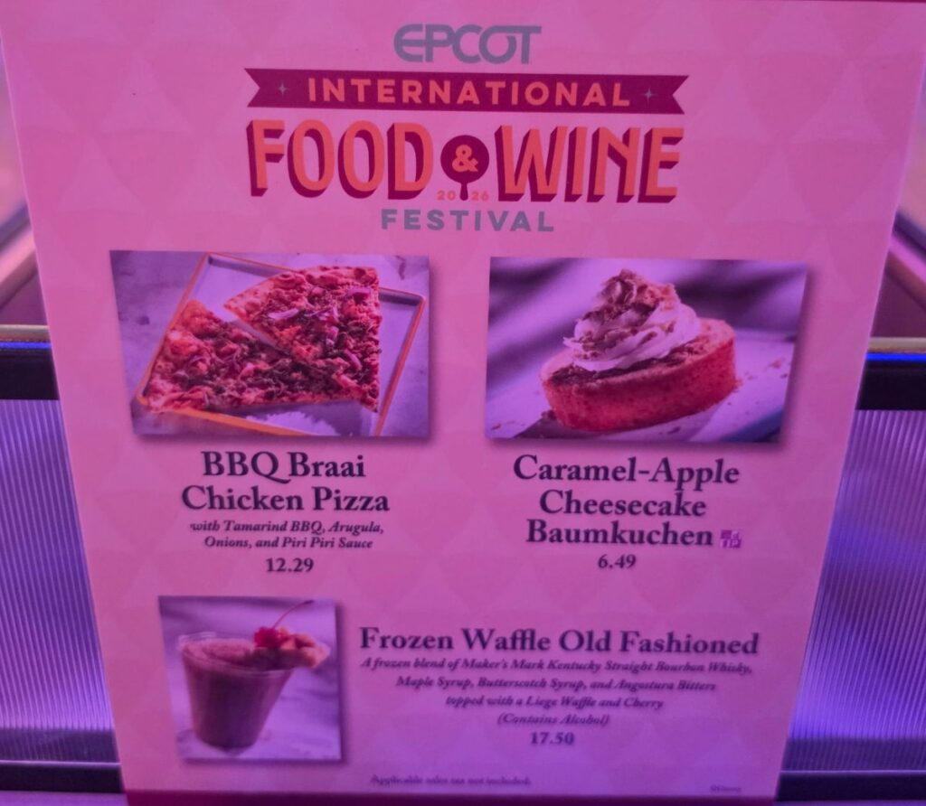 Connections Eatery Epcot Food & Wine Festival Menu