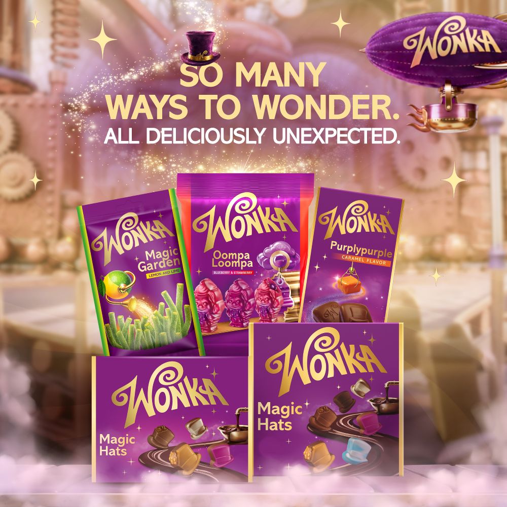 Ferrero Wonka Candy Line promotional image showing the five candy options