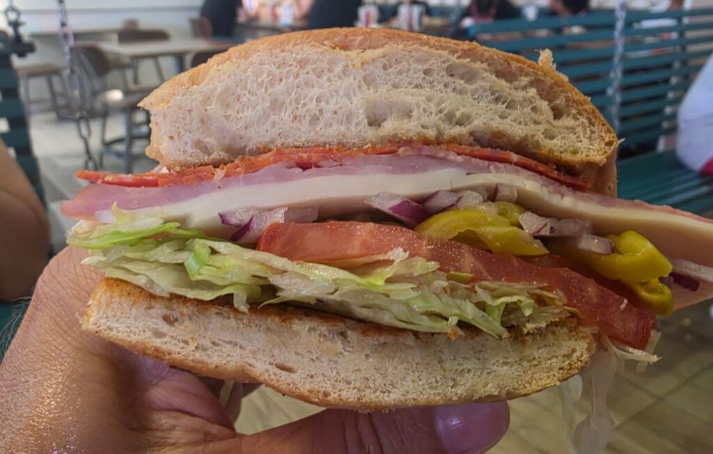 Italian Sandwich Bread Box cut in half and shown up close