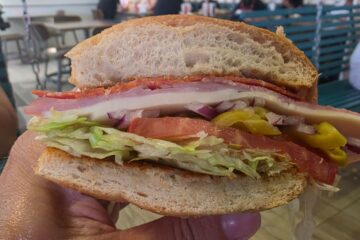 Italian Sandwich Bread Box cut in half and shown up close