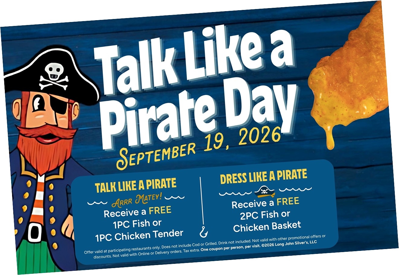 Long John Silver's Deal Talk Like A Pirate Day promotional image