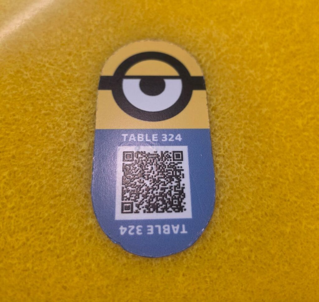 QR and table number or ordering at Minion Cafe