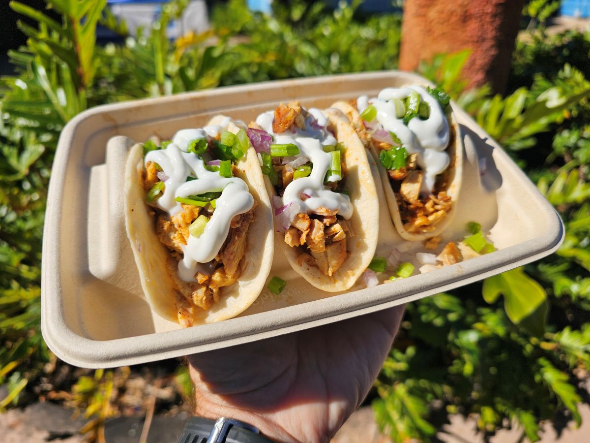Close-up of Pollo Asado Street Tacos at SeaWorld Orlando