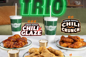 Wingstop Lemon Pepper Trio promotional image showing all three options