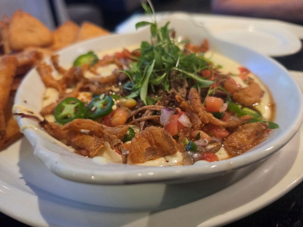 Brisket Queso & Chips at NBC Sports Grill & Brew