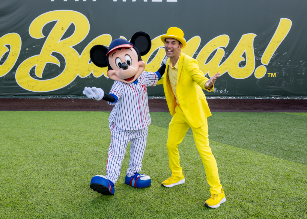 Jesse Cole and Mickey Mouse for Banana Ball Disney World 2027
