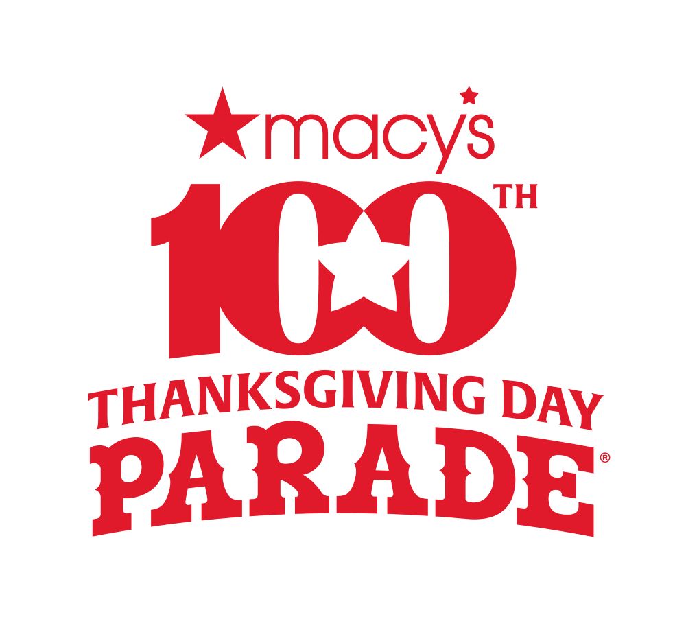 Macy's Thanksgiving Day Parade 100th logo promotion in conjunction with New Bluey Parade Balloon