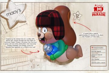 Earl the Squirrel Balloon rendering for Macy's Thanksgiving Day Parade