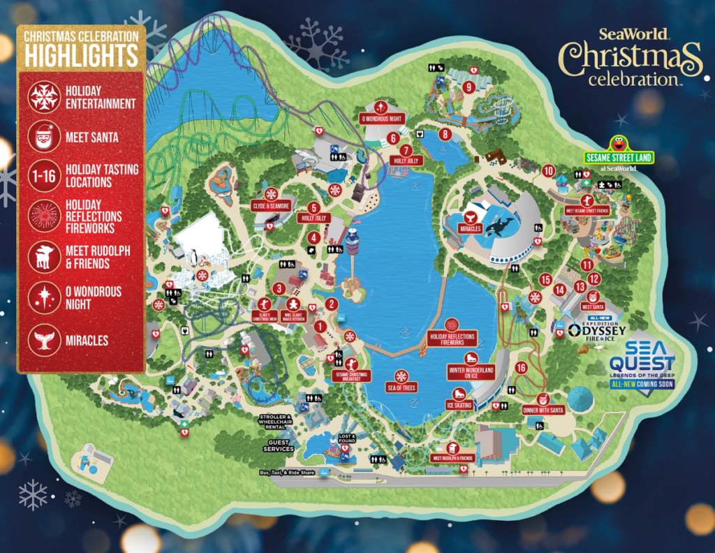 SeaWorld Orlando Christmas Celebration Food and Beverage Map 2026